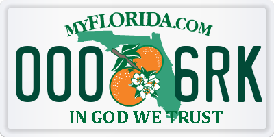 FL license plate 0006RK