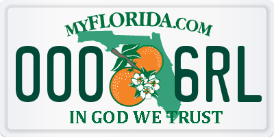 FL license plate 0006RL