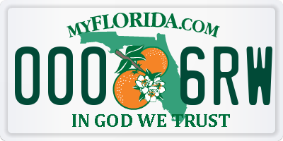 FL license plate 0006RW