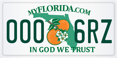 FL license plate 0006RZ
