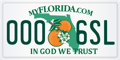 FL license plate 0006SL