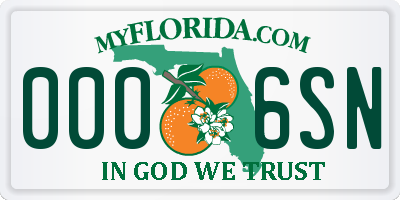 FL license plate 0006SN