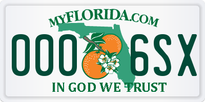 FL license plate 0006SX