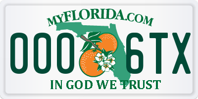 FL license plate 0006TX