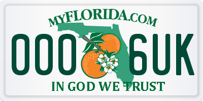 FL license plate 0006UK