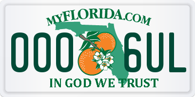 FL license plate 0006UL