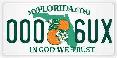 FL license plate 0006UX