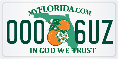 FL license plate 0006UZ