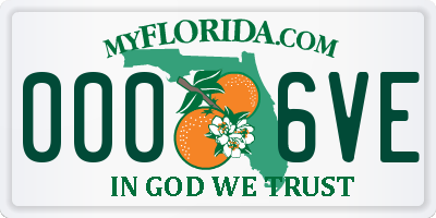 FL license plate 0006VE