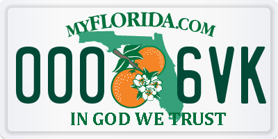 FL license plate 0006VK