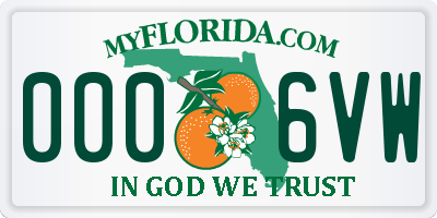 FL license plate 0006VW