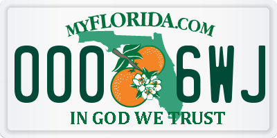 FL license plate 0006WJ