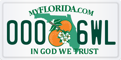 FL license plate 0006WL