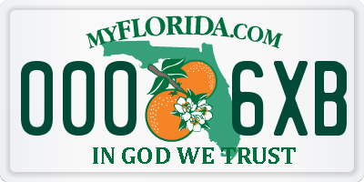 FL license plate 0006XB