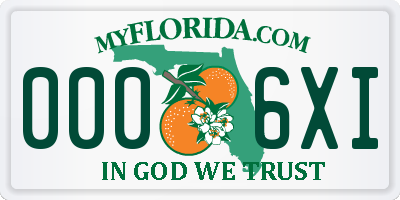 FL license plate 0006XI