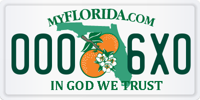 FL license plate 0006XO