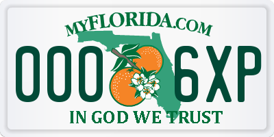 FL license plate 0006XP