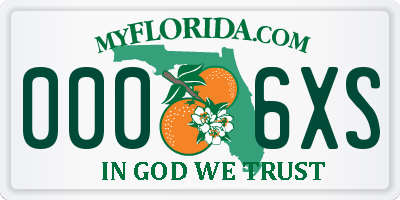 FL license plate 0006XS