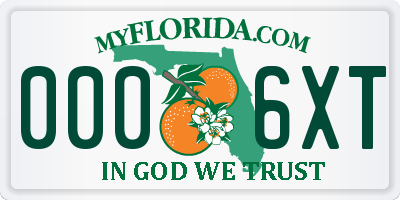 FL license plate 0006XT