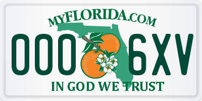 FL license plate 0006XV