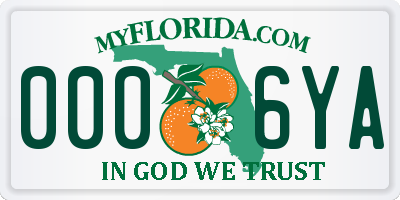 FL license plate 0006YA