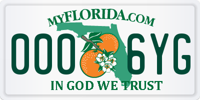 FL license plate 0006YG