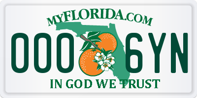 FL license plate 0006YN