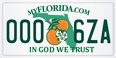 FL license plate 0006ZA