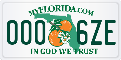 FL license plate 0006ZE