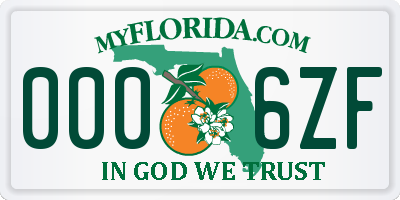 FL license plate 0006ZF