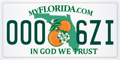 FL license plate 0006ZI