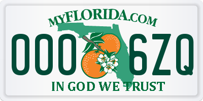 FL license plate 0006ZQ