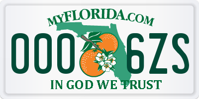 FL license plate 0006ZS