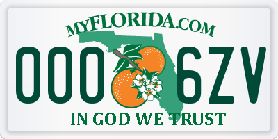 FL license plate 0006ZV