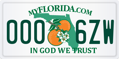 FL license plate 0006ZW