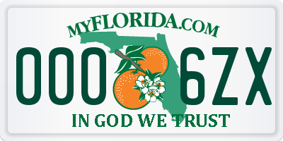 FL license plate 0006ZX