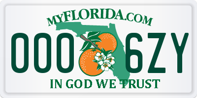 FL license plate 0006ZY