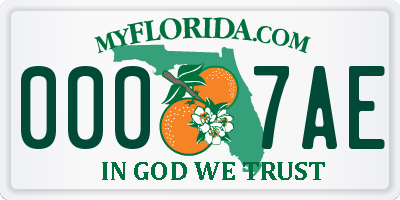 FL license plate 0007AE