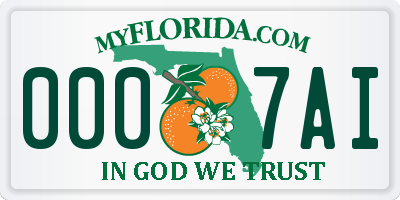 FL license plate 0007AI
