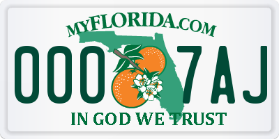 FL license plate 0007AJ