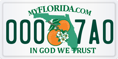 FL license plate 0007AO