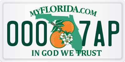 FL license plate 0007AP