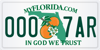 FL license plate 0007AR