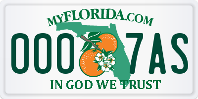 FL license plate 0007AS