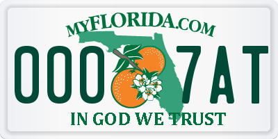 FL license plate 0007AT