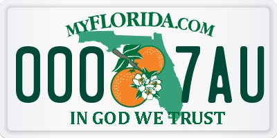 FL license plate 0007AU