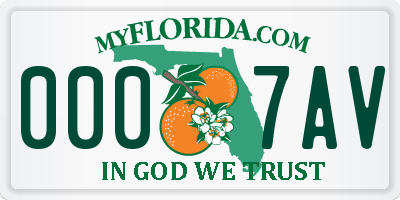 FL license plate 0007AV