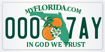 FL license plate 0007AY