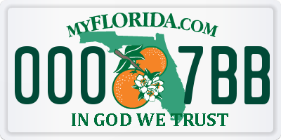 FL license plate 0007BB