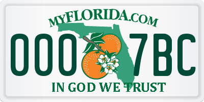 FL license plate 0007BC